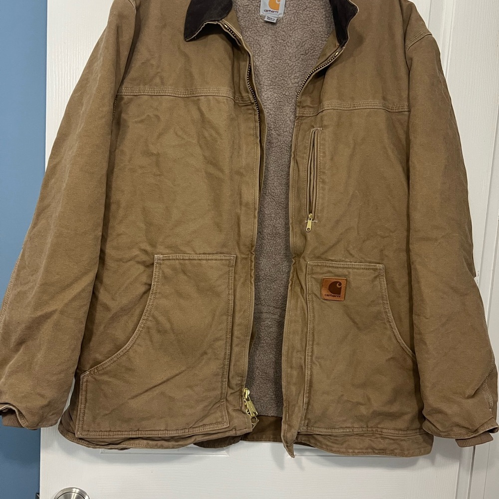 Carhartt Tan Duck Canvas Sherpa Lined Jacket